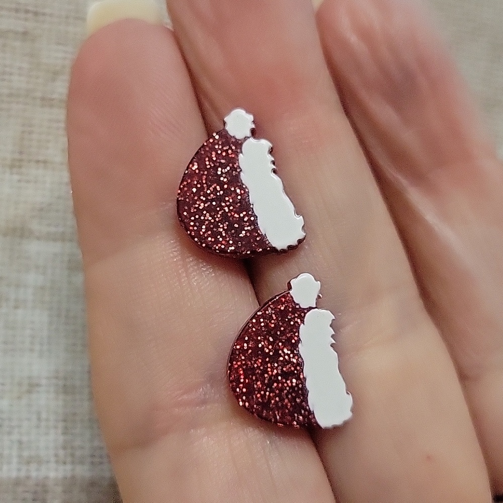 Festive Sparkle Santa Hat Earrings
